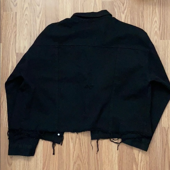 New Mod Ref Black Crop Raw Hem Denim Jacket - Picture 8 of 8